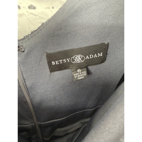 Betsy & Adam Womens 6 Silver Glitter Lace Long Mermaid Gown Dress Whimsigoth - Picture 7 of 15